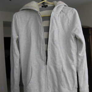 JCREW SHEARLING ZIP HOODIE JACKET SWEATSHIRT GRAY NWT M